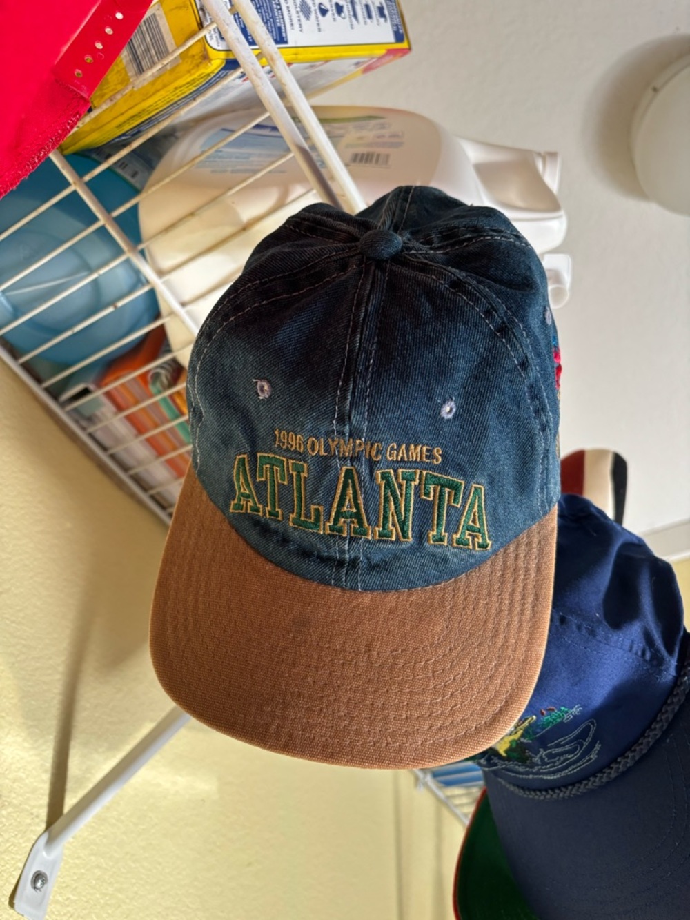 STARTER Atlanta 1996 Olympic Games Denim Navy and Brown Baseball Cap